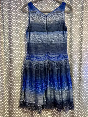 Vintage Betsey Johnson | Blue Lace Ombre Drop Waist Dress, size 8 thumbnail 5