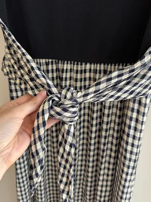 Panáche Vintage Gingham Print Belted Midi Dress, Black/Cream, Size 8 thumbnail 14
