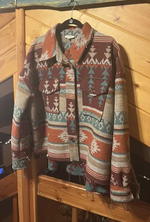 Le Miel Aztec Western rough-edge shirt jacket - L thumbnail 1