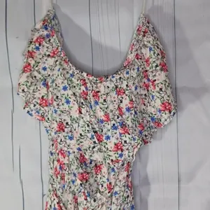 Umgee strapless flowy boho floral wide leg jumpsuit thumbnail 2