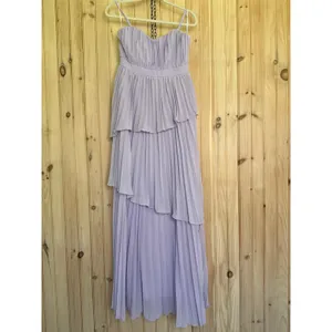 NWT Lulus Jehona Lavender Pleated Tiered Maxi Dress Bridesmaid Holiday Gala Sz M thumbnail 2