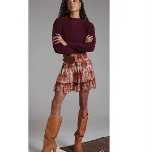 Anthropologie Orange and Brown‎ Abstract Mini Skirt Sz L thumbnail 3