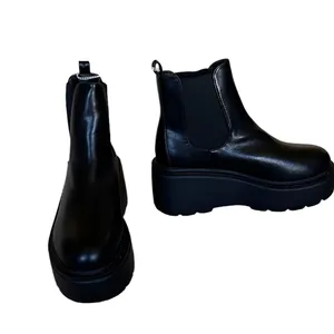 New Top Moda Y2k Wedges Chelsa Boot Slip On Black Sz-8 thumbnail 4