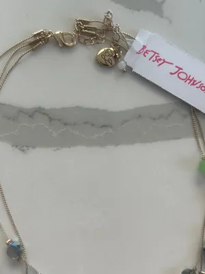 Betsey Johnson Heart Layer Beaded Pendant Necklace - Pastel Blue Green Coral New thumbnail 4