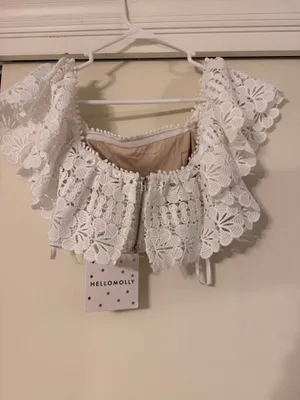Hello Molly White Lace Crop Top thumbnail 2