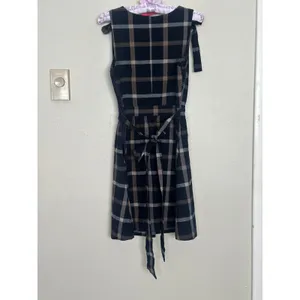 Revolve J.O.A. Tie Shoulder Plaid Mini Dress Navy Blue Preppy casual retail $95 thumbnail 7