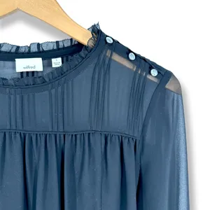 Aritzia Wilfred | Small | Lourdes Chiffon Button Sleeve Semi-Sheer Blouse Top thumbnail 5