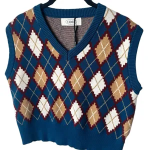 NWOT Cider Sweater Vest Blue Argyle Print‎ Academia Preppy Old Money S/M thumbnail 3