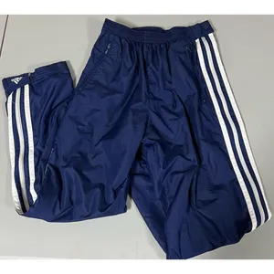 Adidas Navy Blue White 3-Stripe Zipper Windbreaker Track Pants Sweats Sweatpants Bottoms Size M 🧿 thumbnail 4
