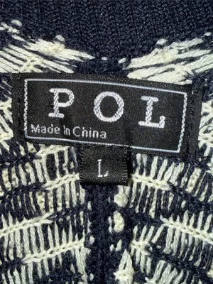 POL Black, Cream & Pink Geometric Knit Poncho Cardigan thumbnail 2