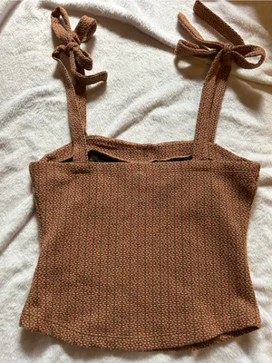 Free People Rust Brown Textured Tie-Shoulder Bustier Tank XS thumbnail 5