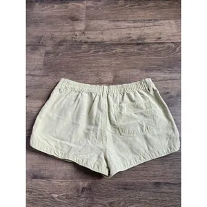 EUC Womens AERIE PLEATED‎ UTILITY SHORT green cotton lyocell pocket size L thumbnail 5