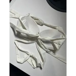 Victoria's Secret Bikini Top Womens 34C White Wrap Push Up Halter Swim Beachwear thumbnail 4