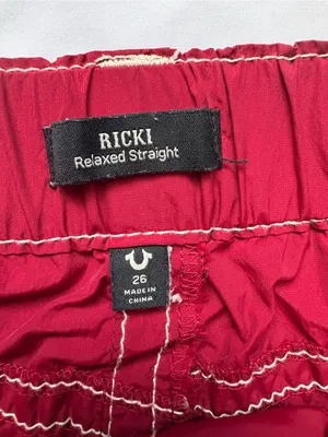 True Religion Ricki Big T Burgundy With Contrasting White Y2K women pants cargo thumbnail 3