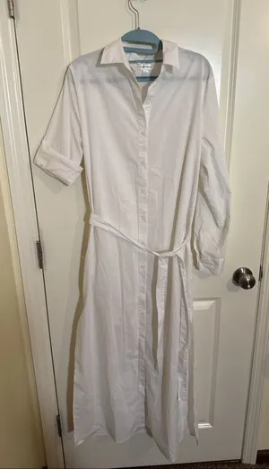 Summersalt Medium The Silky Luxe Effortless Shirt dress Cover- Up White thumbnail 1