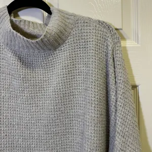 So Oversized Waffle Mock Neck Sweater Plus Size 2X Taupe Cozy thumbnail 2