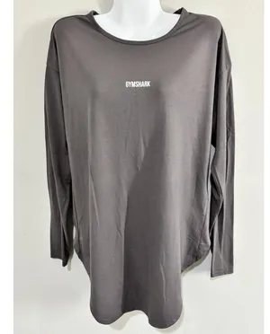 GymShark Open Back Ark Long Sleeve Shirt Women’s Medium Athletic Gray Top thumbnail 7