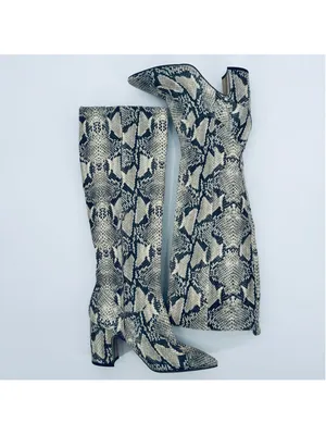 Sam Edelman Snake Print Hai Boots, Beige Black Size 7.5 thumbnail 6