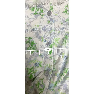 Vera Wang Womens Floral Button Front Nightgown Top Lace Trim Blue Green Rose Print thumbnail 5
