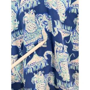 Lilly Pulitzer Womens Top Blue Martinique Elephant V Neck Blouse Casual Medium thumbnail 8