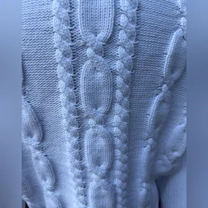 J. Crew Cable Knit White Sweater Chunky Cropped Preppy Academia‎ Y2K Fisherman thumbnail 4
