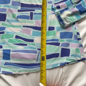 IBKUL Womens Blue Green Geometric Quarter Zip Sun Shirt Top Medium Gorpcore thumbnail 4