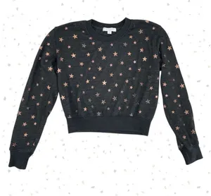 Spiritual Gangster Starry Vibe Crop Sweatshirt Pullover Top Foil Metallic Size S thumbnail 1