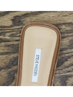 NWT Steve Madden Hadyn H-Band Sandals Slip On Natural / Cognac Check Brown 9M thumbnail 9