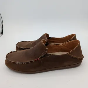 OluKai Nohea Nubuck Dark Java Tan Leather Slip On Loafers Womens 9.5 20174-4834 thumbnail 2