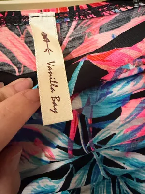 Vanilla Bay Strapless Tropical Maxi Dress - Navy, Pink, Blue thumbnail 4