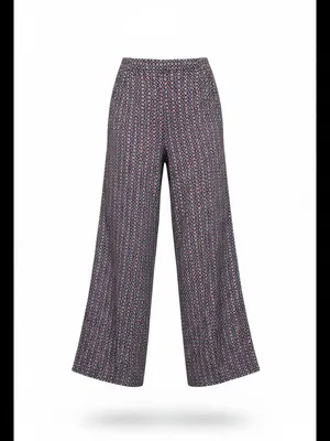 Anthropologie Printed Wide-Leg Pants — White & Navy Multicolor thumbnail 3