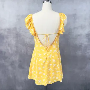 Lulus Sunny Paradise Womens Dress Large Milkmaid Mini Cottage‎ Coquette Ruffled thumbnail 4