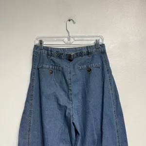 Blue Denim Pleated Wide Leg Trouser Jeans Sz S thumbnail 8