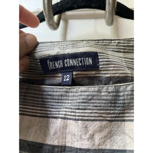 Vtg French Connection Top 12 Silk Striped Earthy Sleeveless Boho Celestial Earth thumbnail 4