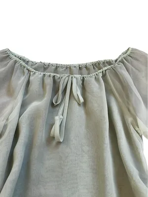 Vintage Sheer Chiffon Blouse Light Green Romantic Cottagecore Feminine Boho thumbnail 3