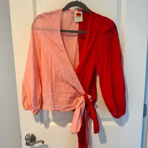 FARM Rio Pink & Red Colorblock Wrap Blouse | XS thumbnail 2