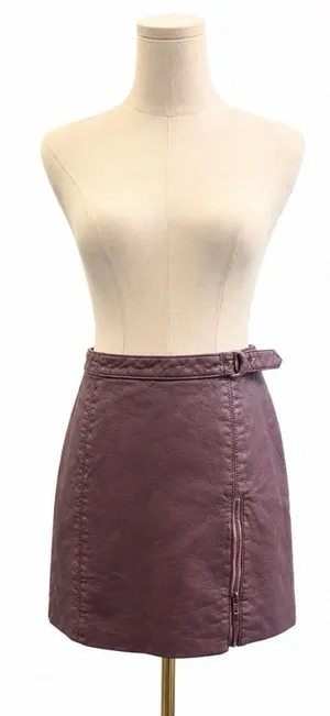 Free People Dusty Mauve Faux Leather Mini Skirt Side Buckle Women’s Size 8 thumbnail 1