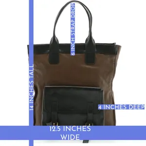 Chloé FRONT POCKET TOTE BAG IN BROWN & BLACK LEATHER W/DETACHABLE POUCH thumbnail 14