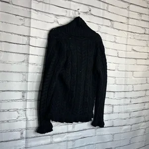 Vintage Lauren Ralph Lauren Black Cotton Puff-Sleeve Button Front Cardigan M Y2K thumbnail 10