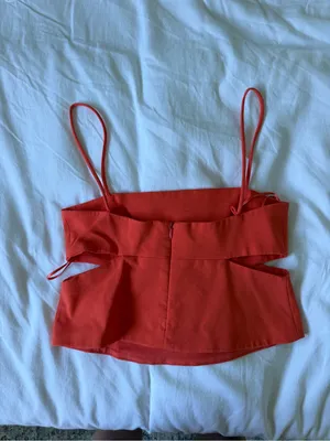 Zara Bright Orange Spaghetti Strap Crop Top thumbnail 4