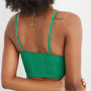 Aerie NWT Green Size Medium Longline Cable Lace Bralette thumbnail 6