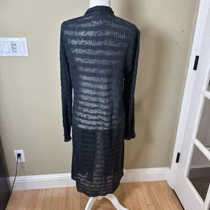 FREE PEOPLE Sheer Stripe Duster Long Line Open Cardigan Sweater - medium thumbnail 5