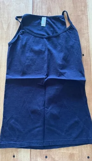 Anvil Womens Navy Blue Spaghetti Strap Tank Top 100% Cotton Size Small‎ thumbnail 1