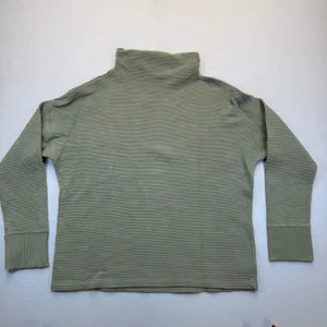 Varley Olive Green Ribbed Mock Neck‎ Pullover Sweatshirt Size L Cotton Portugal thumbnail 9