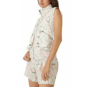 Free People FP Movement Off The Grid Floral Utility Vest Hooded Size XS Ivory thumbnail 4