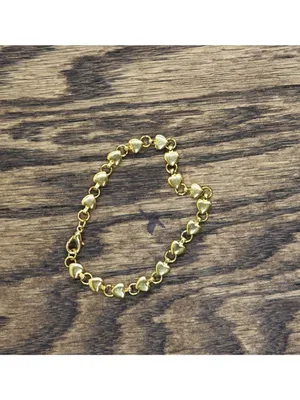 NEW Womens Fashion Simple Heart Chain Link Bracelet Gold Yellow 7" thumbnail 2