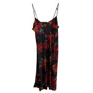 Sara Michelle Floral Satin Cowl Neck Midi Slip Dress Black Red Wedding Guest‎ LG thumbnail 4
