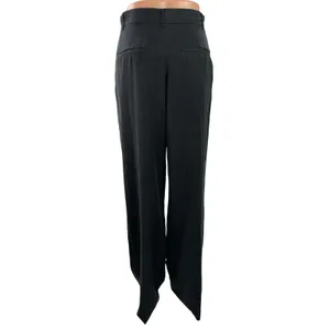 Zara Women's Black High Rise Pleated Straight Leg Trousers Dress Pants Size S thumbnail 3