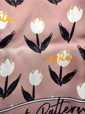 Lost Pattern Anthropologie Pink White Black Floral Silk Square Scarf Women’s NWT thumbnail 2