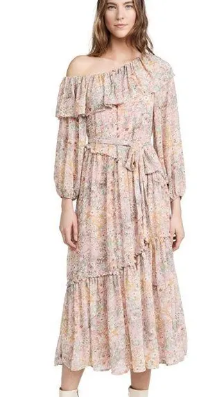 ASTR The Label Kaylini Floral Maxi Dress Pink Multicolor Size M thumbnail 1